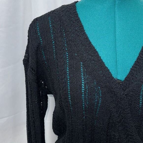 ASTR Black Open Knit Cross Front Sweater | Sz M, NWT - Picture 3 of 7